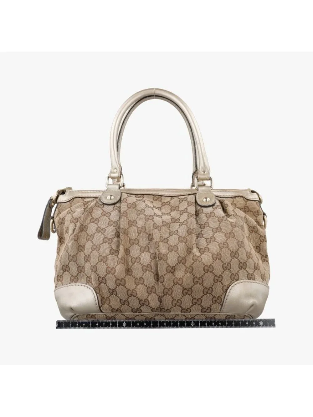 Gucci Ski White Brown Leather Canvas Shoulder